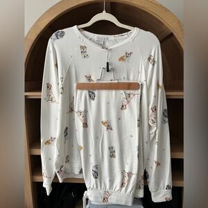 P.J. Salvage White Dog Print Pajamas